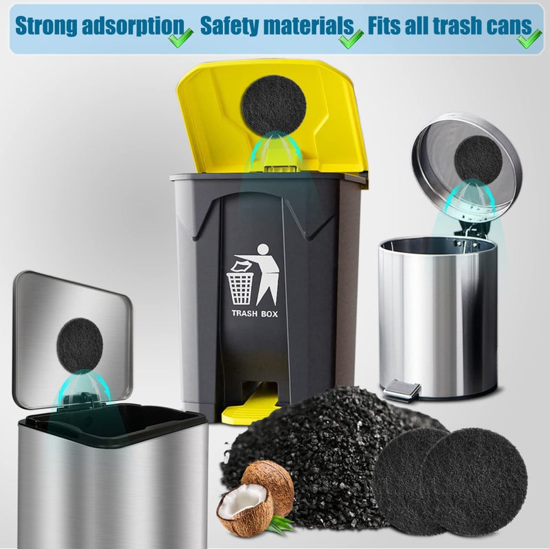 ShuRex 12-Pack Universal Stick-on Trash Can Odor Absorbing Filters  Thick Design Activated Charcoal Purifying Deodorizer for Trash Cans  Compost Buckets  Countertop and Recycle Bins (Round) - Image 5